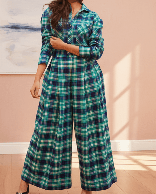 Anjali_Cropped_Shirt_Pleated_Pants_Winter_Co-ord_Set - Khamna Studio