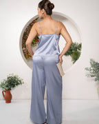 Azure_Whisper_Satin_Co-ord_Set_Pearl_Strap_Camisole_Wide-Leg_Pants_back - Khamna Studio
