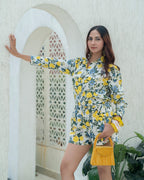 Citrus_Bloom_Oversized_Shirt_Shorts_Co-ord_Set_Printed_Cotton_Flax_Resort_Wear_styling - Khamna Studio