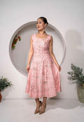Desert_Rose_Western_Pink_Panelled_Midi_Dress-_front - Khamna Studio