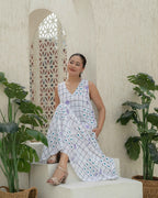Grid_Bloom_Rayon_Summer_Dress - Khamna Studio
