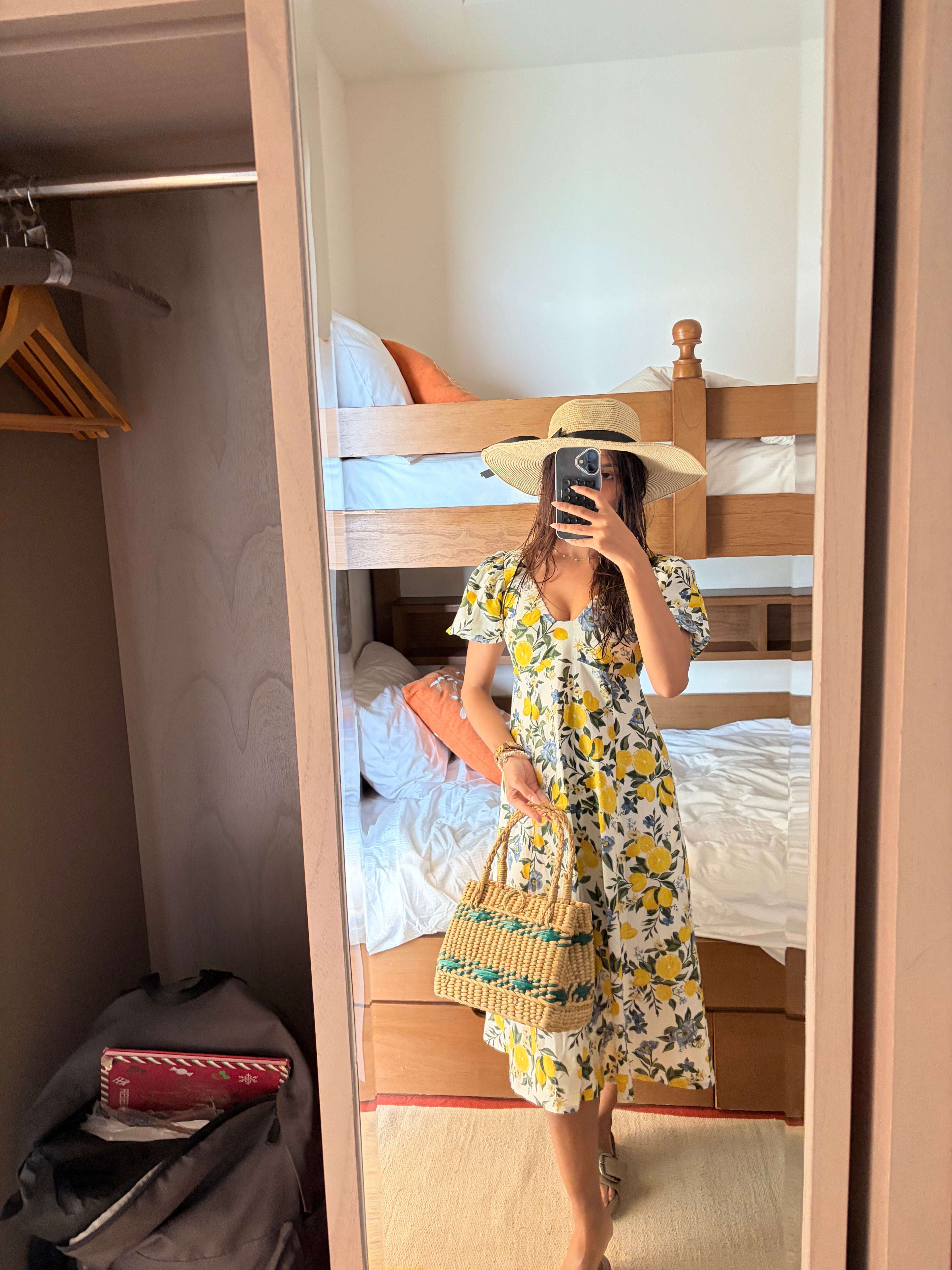 Citrus Bloom Puff Sleeve Dress – Printed Cotton Flax