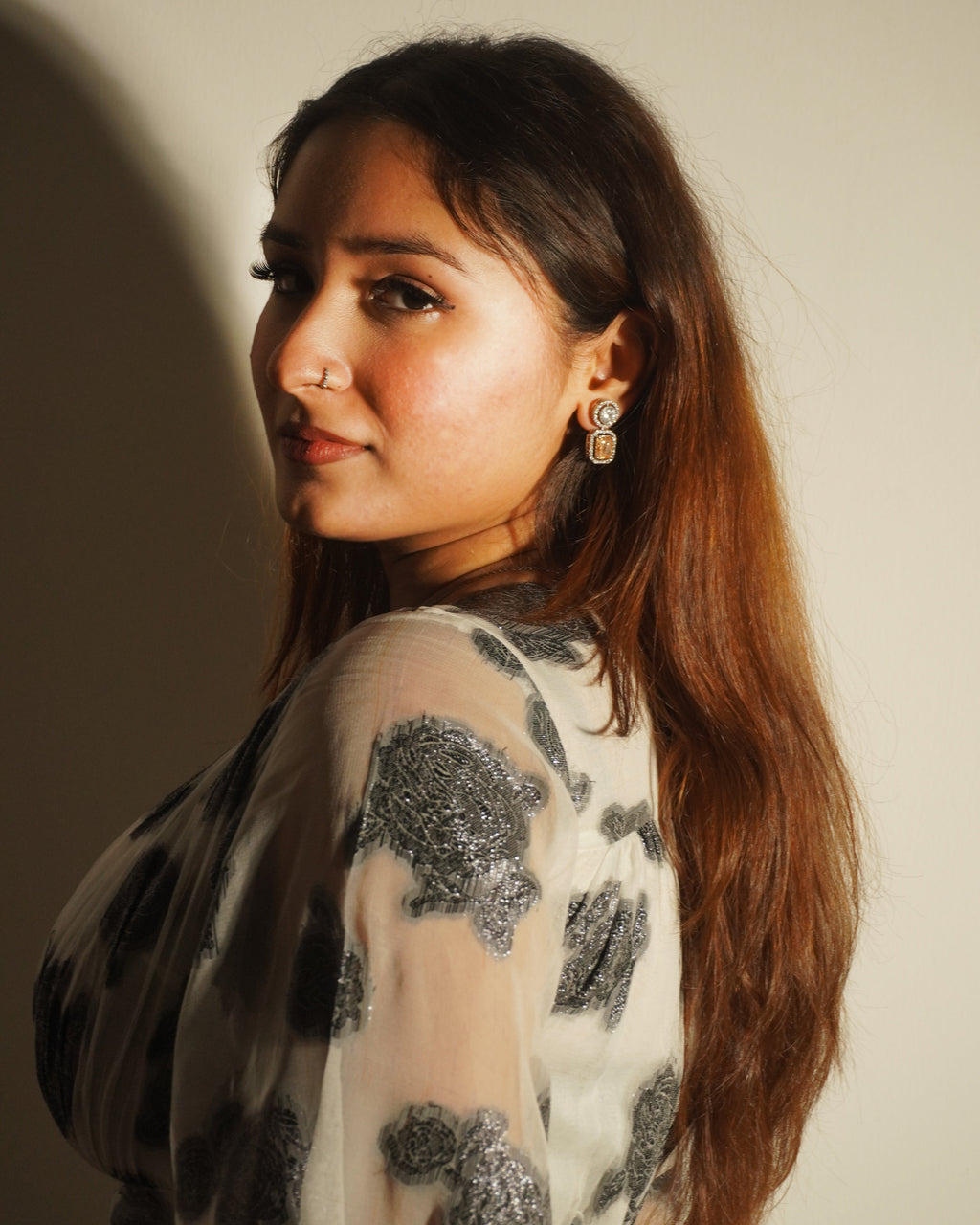 Ishq Sufiyana Organza Maxi Dress – Viscose Organza Lurex Floral Long Dress - Khamna Studio