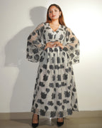 Ishq_Sufiyana_Organza_Maxi_Dress_Viscose_Organza_Lurex_Floral_Long_Dress_pose - Khamna Studio