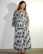 KHAMNA_Ishq_Sufiyana_Organza_Maxi_Dress_Viscose_Organza_Lurex_Floral_Long_Dress - Khamna Studio
