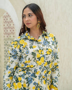 Khamna_Citrus_Bloom_Oversized_Shirt_Printed_Cotton_Flax-_Zoom - Khamna Studio