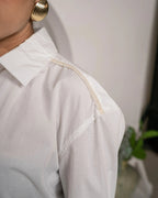 Khamna_Cloudlight_Oversized_Shirt_White_Cotton_Poplin_with_Sparkle_Lace_Zoom - Khamna Studio