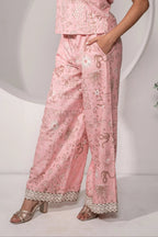 Khamna_Desert_Rose_Pink_Printed_Relaxed_Pants_100_Cotton-_Side - Khamna Studio