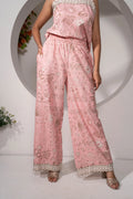 Khamna_Desert_Rose_Pink_Printed_Relaxed_Pants_100_Cotton_Front - Khamna Studio