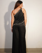 Khamna_Poo_Black_Satin_One-Shoulder_Shell-Detail_Co-ord_Set_Party_Night-Out_Glam_back - Khamna Studio