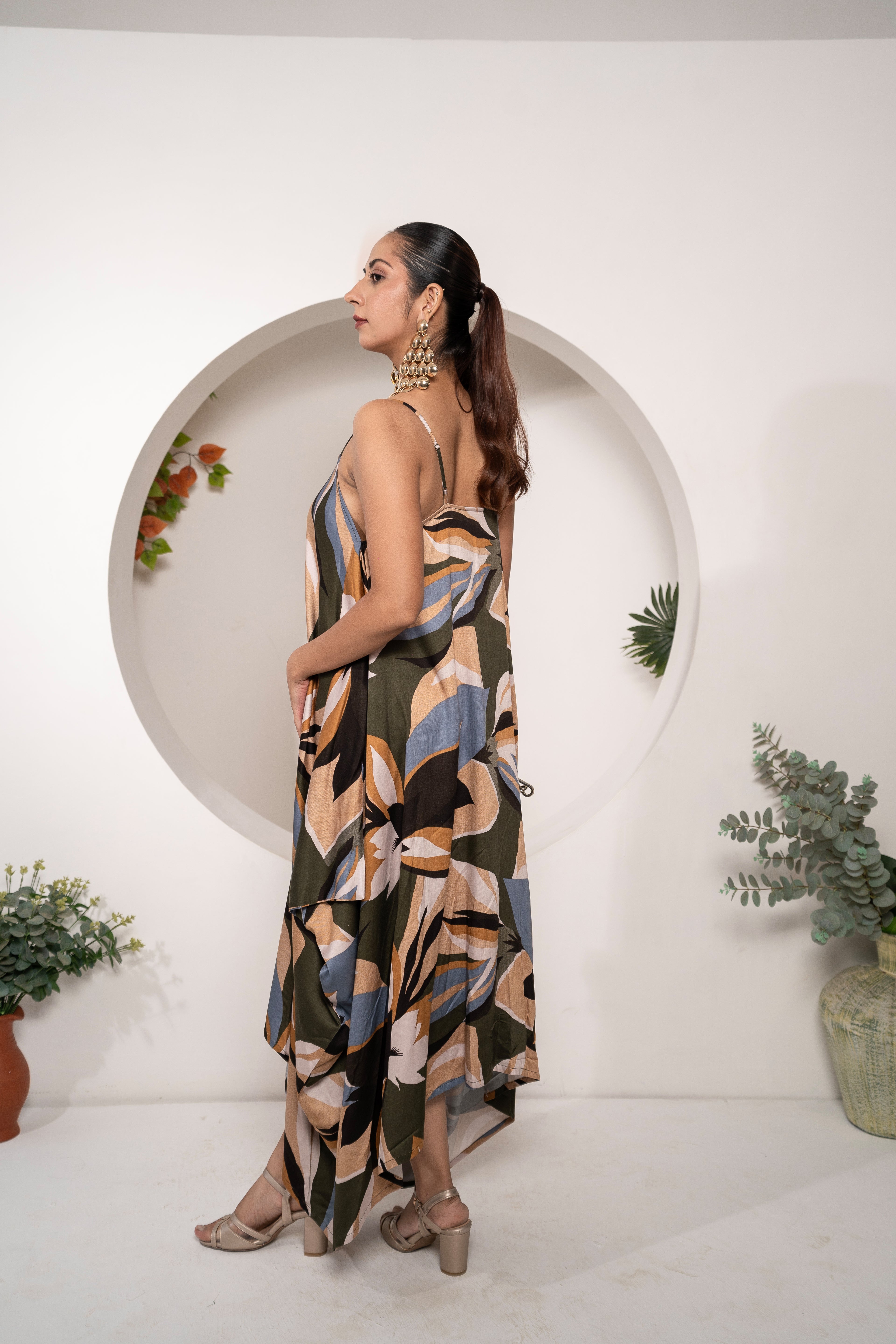 Khamna Tropical Mirage – Handkerchief Hem Slip Dress Back