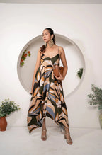 Khamna_Tropical_Mirage_Handkerchief_Hem_Slip_Dress_Front - Khamna Studio