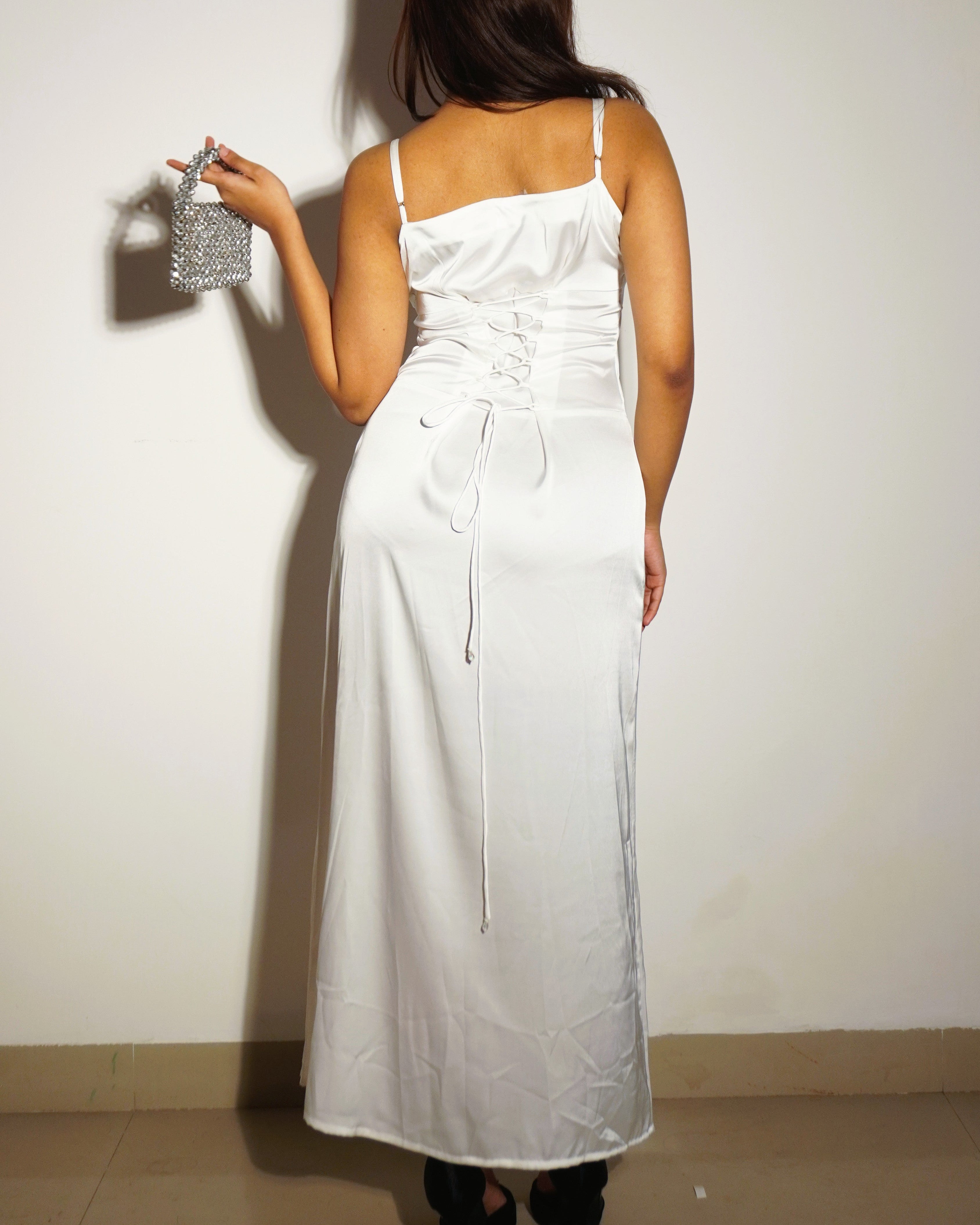 Maya Cloud Dancer White Cape Dress – Festive & Celebration Wear - Khamna Studio