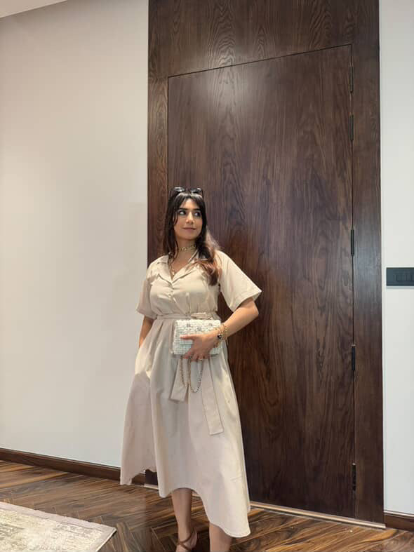 Nikita Valecha in Khamna_Sandstone_Stripe_Shirt_Dress_Cotton_Y_D_Collared_Midii client diaries