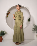 Olive_Reverie_Co-ord_Set_Lace_Detail_Modal_Shirt_Skirt - Khamna Studio