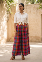 Ridhi Pleated Pants – Cotton Y/D Multicolor Madras Checks