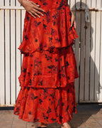 Se_orita_Red_Layered_Maxi_Dress_Cascading_Floral_Jacquard_Dress_for_Women_Khamna_tiers - Khamna Studio