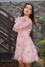 Shanaya_Organza_Corset_Mini_Dress_By_Khamna_SIDE - Khamna Studio