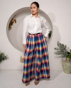 Sunset_Vista_Pleated_Pants_Cotton_Y_D_Multicolor_Checks_front - Khamna Studio