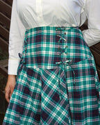 Tina_Skirt_Winter_Woolen_Check_Flared_Corset_Skirt-_rivets - Khamna Studio