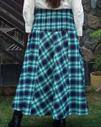 Tina_Skirt_Winter_Woolen_Check_Flared_Corset_Skirt_with_Cloudlight_Oversized_Shirt_White_Cotton_Poplin_with_Sparkle_Lace_back - Khamna Studio