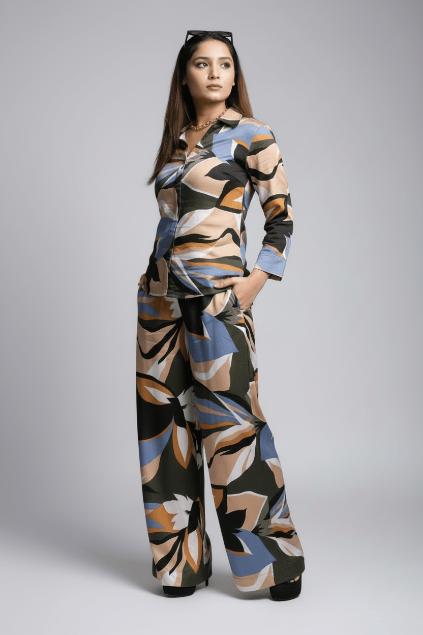 Tropical_Mirage_Modal_Co-ord_Set_Pop-Over_Blouse_Wide-Leg_Pants - Khamna Studio