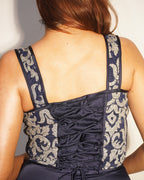 Veronica_Lurex_Embroidered_Corset-Look_Top_Non-Padded_Party_Blouse_for_Women_back_coseting - Khamna Studio
