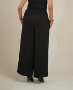 Vrinda Wide Leg Polyester Pants – Black