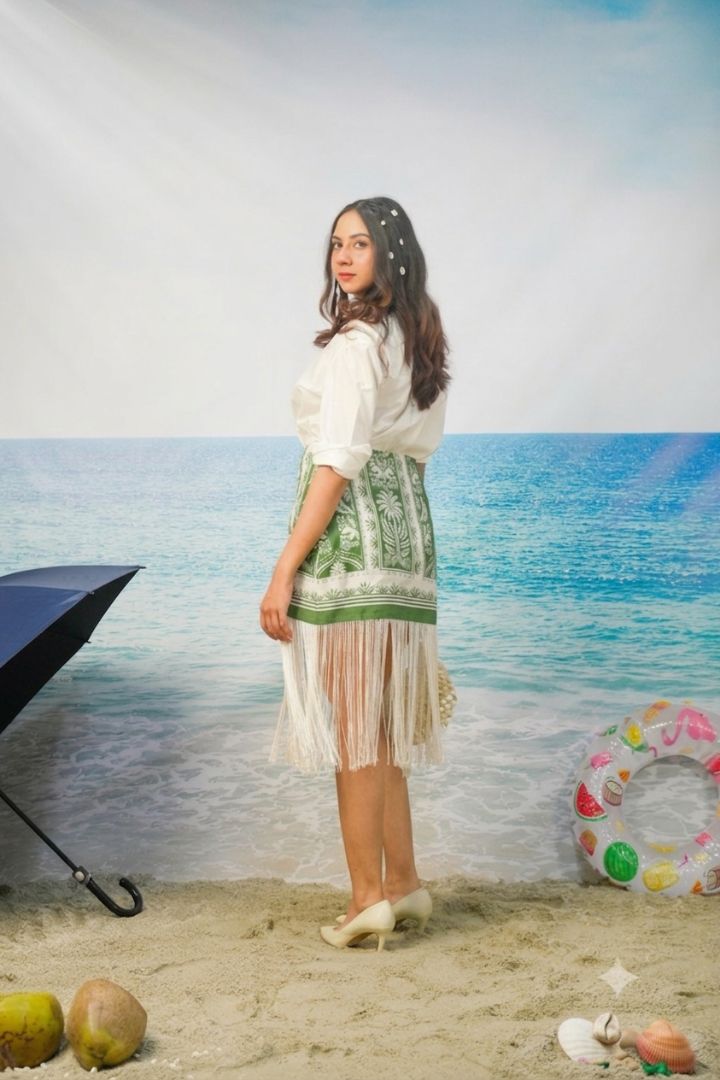 Cloudlight Shirt & Naina Fringe Skirt Set