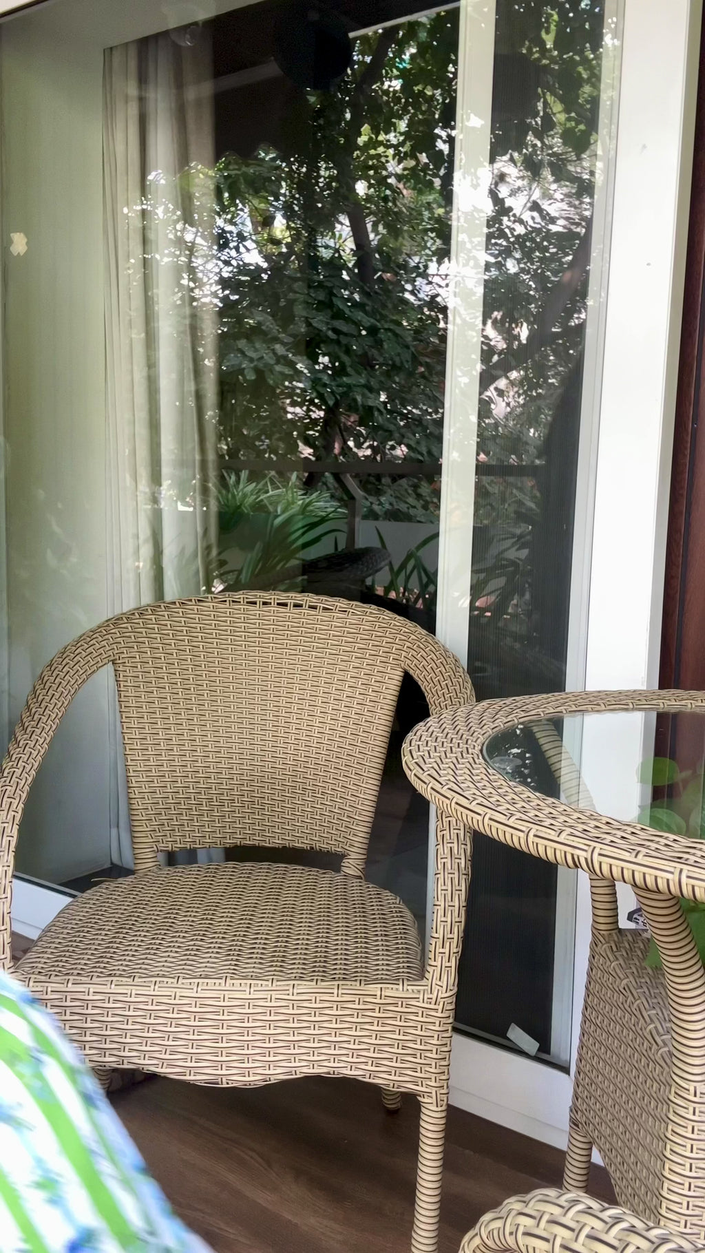 Verdant_Bloom_Co-ord_Set UGS VIDEO SHOWING ALL FEATURES of the shirt pants and even the set. rayon shirt and pants co-ord set with white and green stripes with blue floral