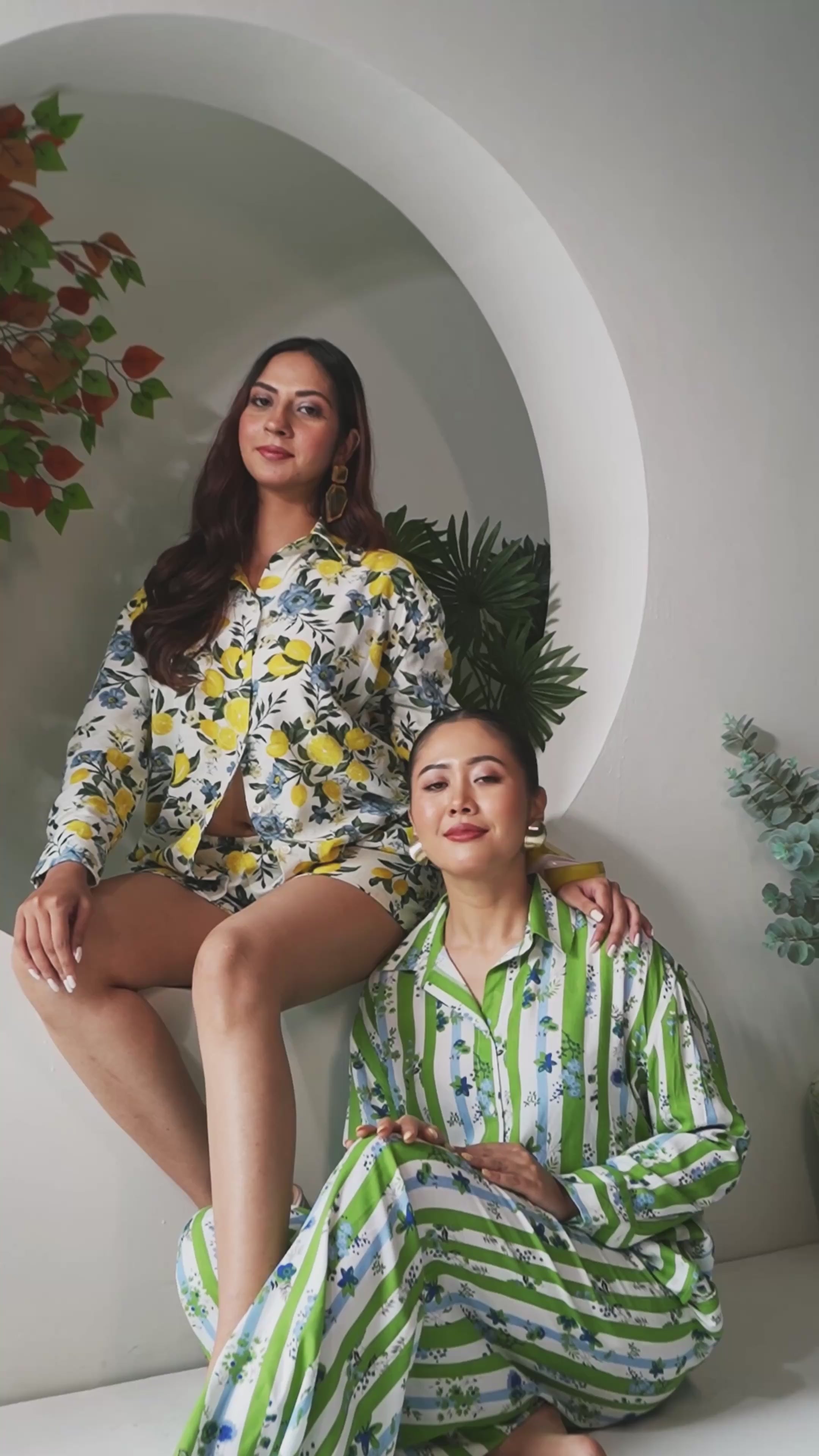 Verdant Bloom Co-ord Set and Citrus bloom set in on frame