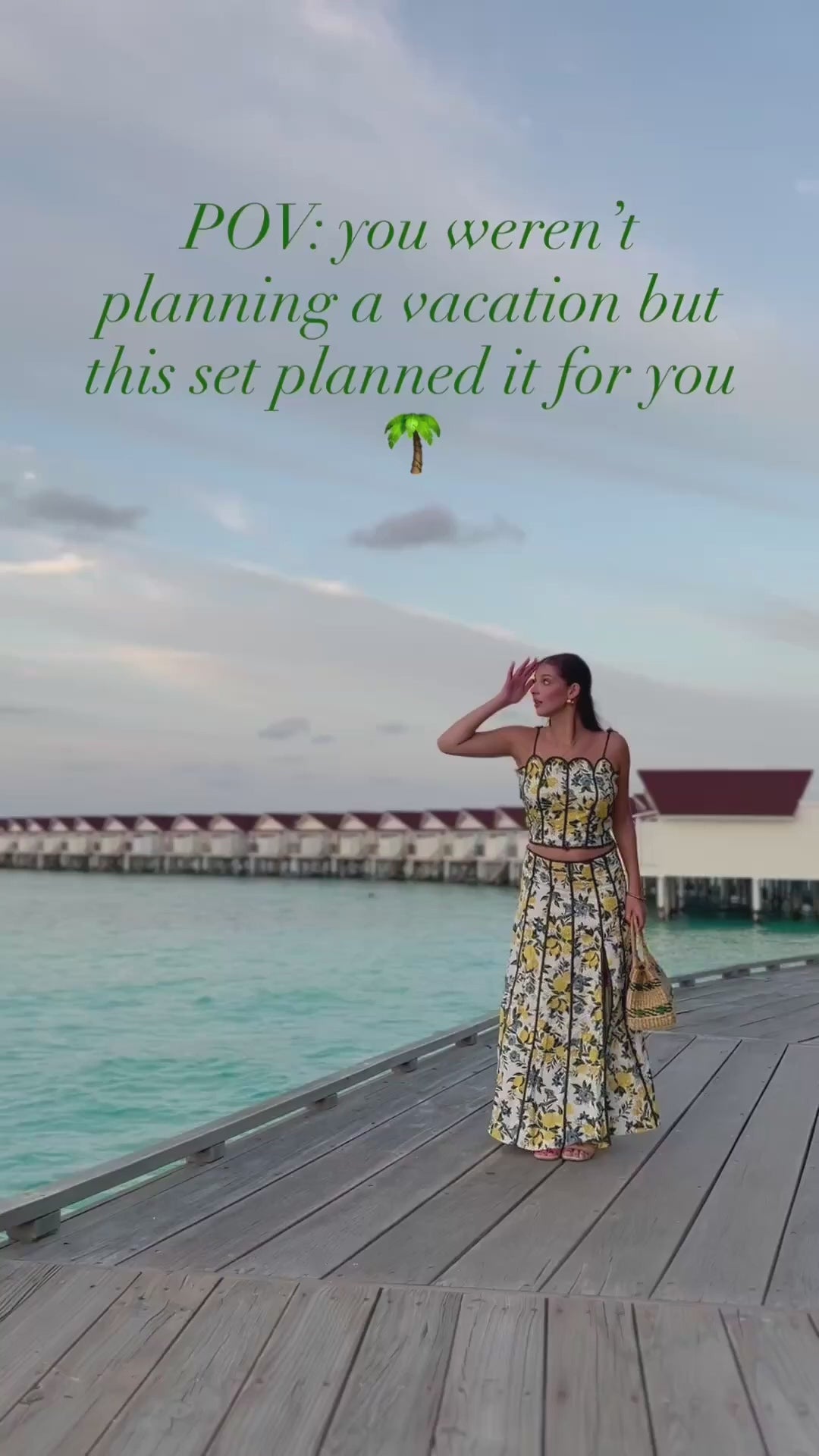 client UGC Video of Amalfi Bloom Scallop Detail Top & Skirt Set