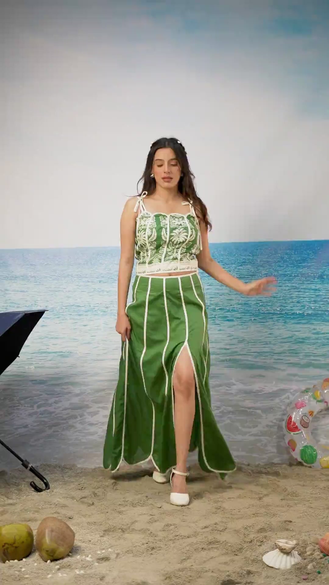 Kaya scallopind thop ansd Kavya Scalopping Skirt set 