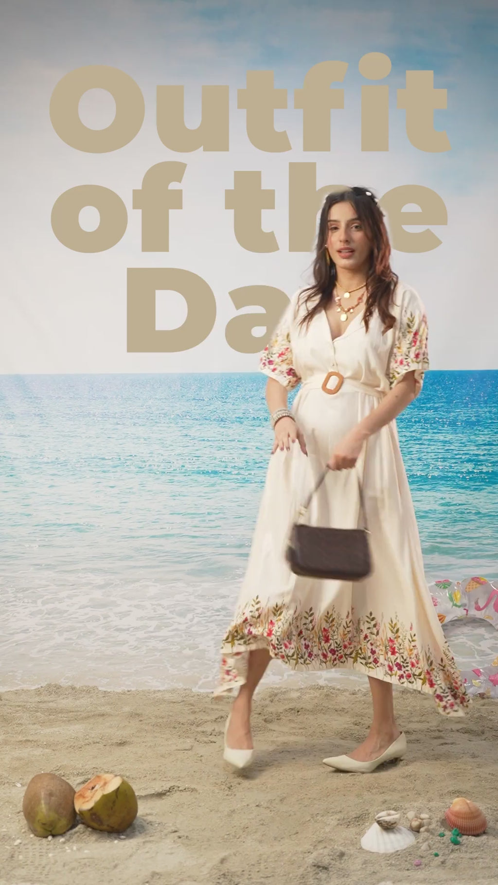 Zarreen Floral Border Printed Resort Dress by khamna video