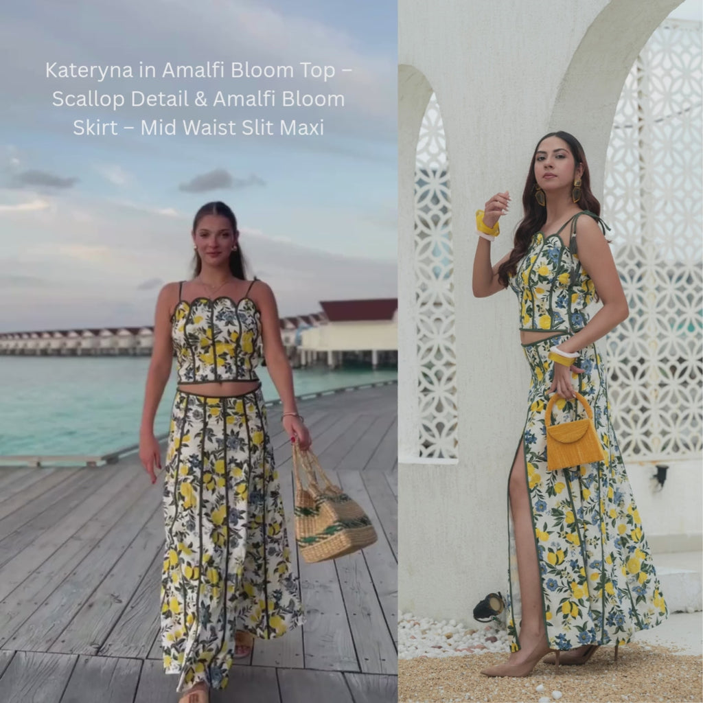 Amalfi Bloom Scallop Detail Top & Skirt Set a real client video adoring outfit