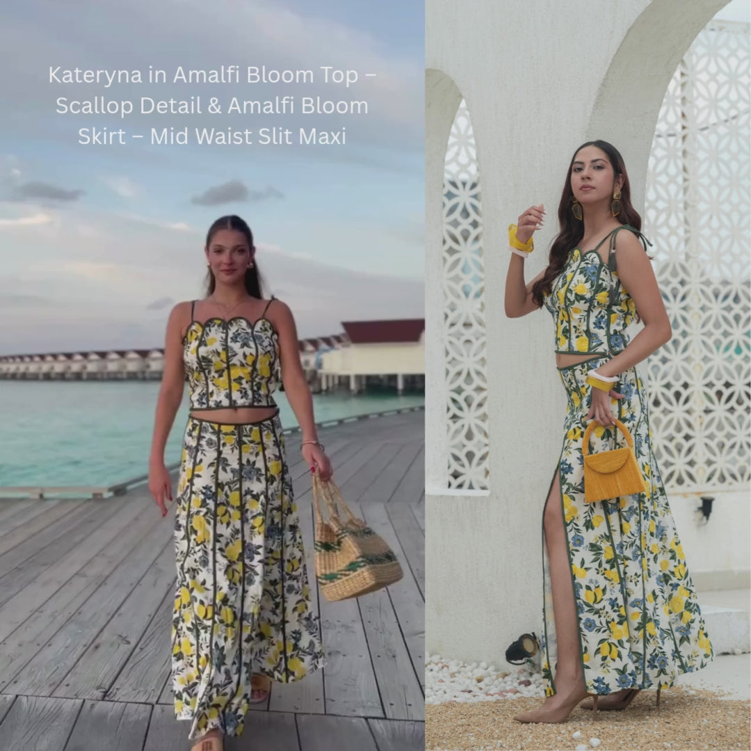 Amalfi Bloom Scallop Detail Top & Skirt Set a real client video adoring outfit