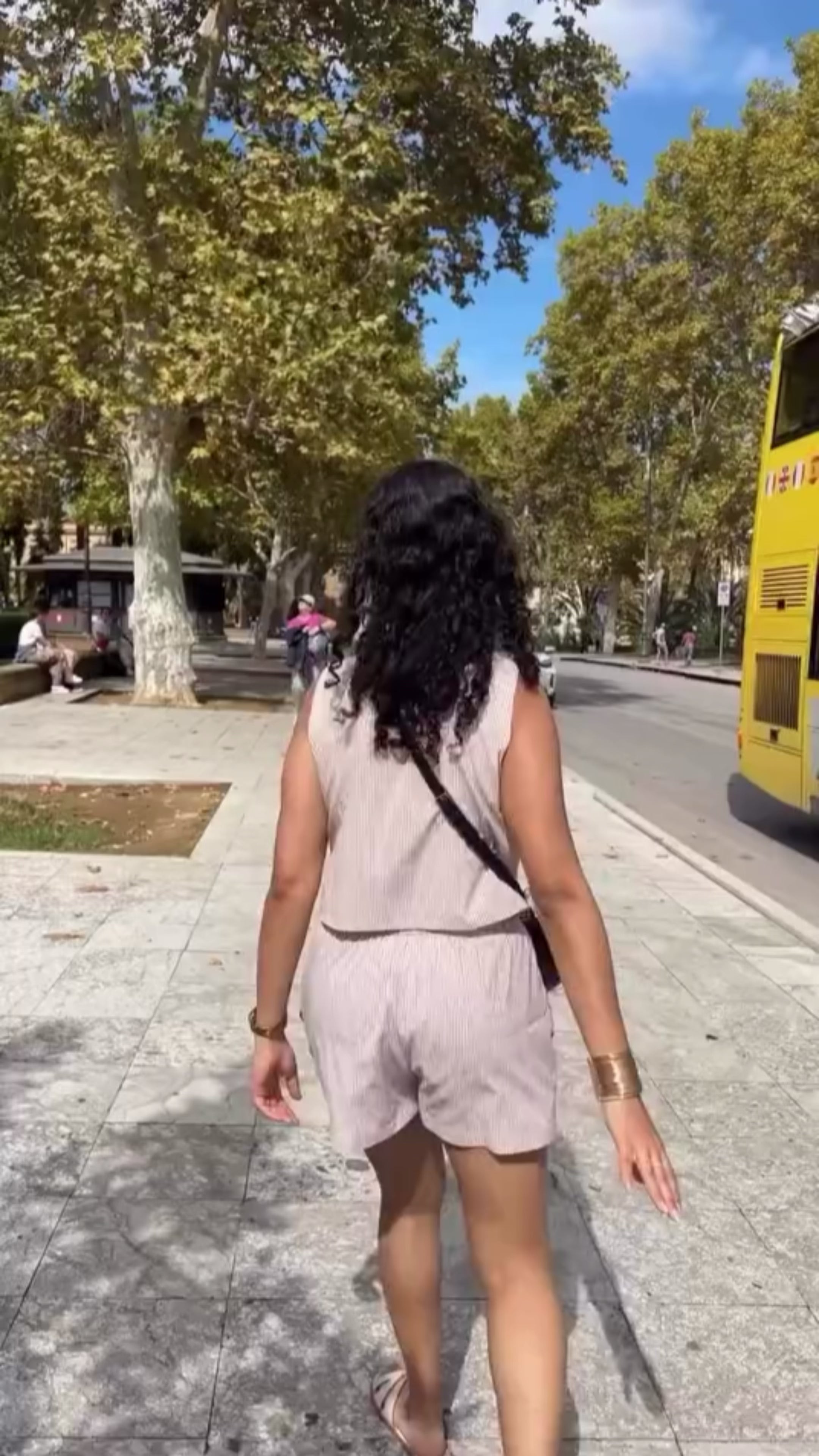 UGC VIDEO OF CLIENT WEARING Sandstone Stripe Co-ord Set – Vest & Shorts in Cotton Stripes