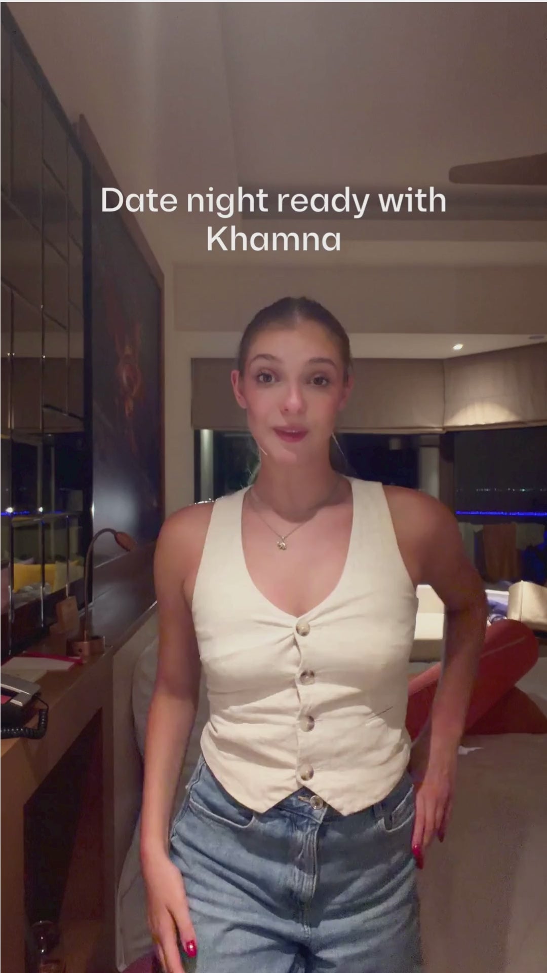 Client in Azure Muse - Stretch Satin Ruffle Gown for her date night