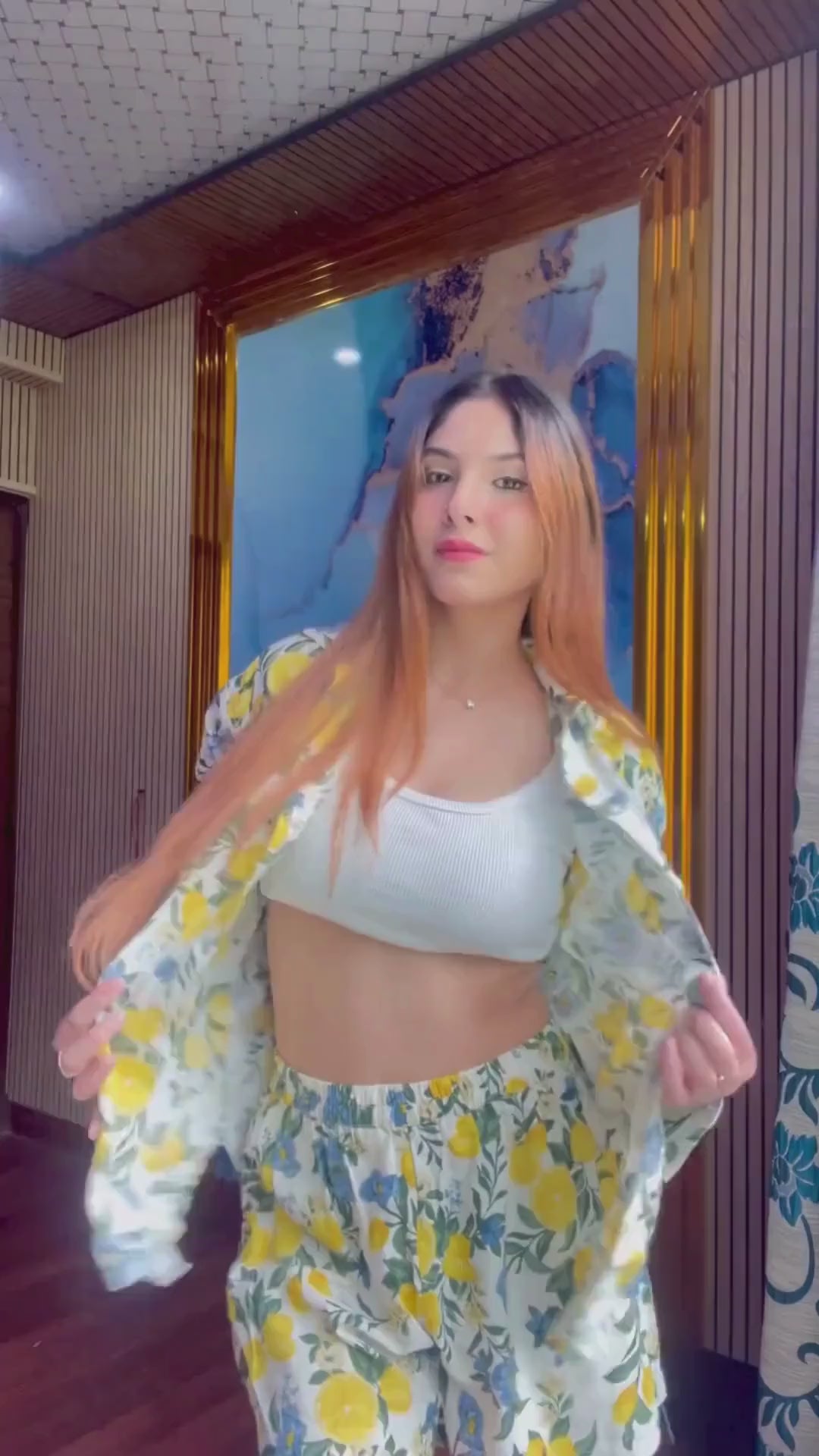 Citrus Bloom Oversized Shirt & Shorts Co-ord Set – Printed Cotton Flax Resort Wear - Khamna Studio. floral printed oversized shirt and shorts co-ord set for women
• Citrus Bloom resort wear cotton flax co-ord outfit
• summer vacation outfit floral shirt and shorts set
• lightweight cotton co-ord for beach brunch