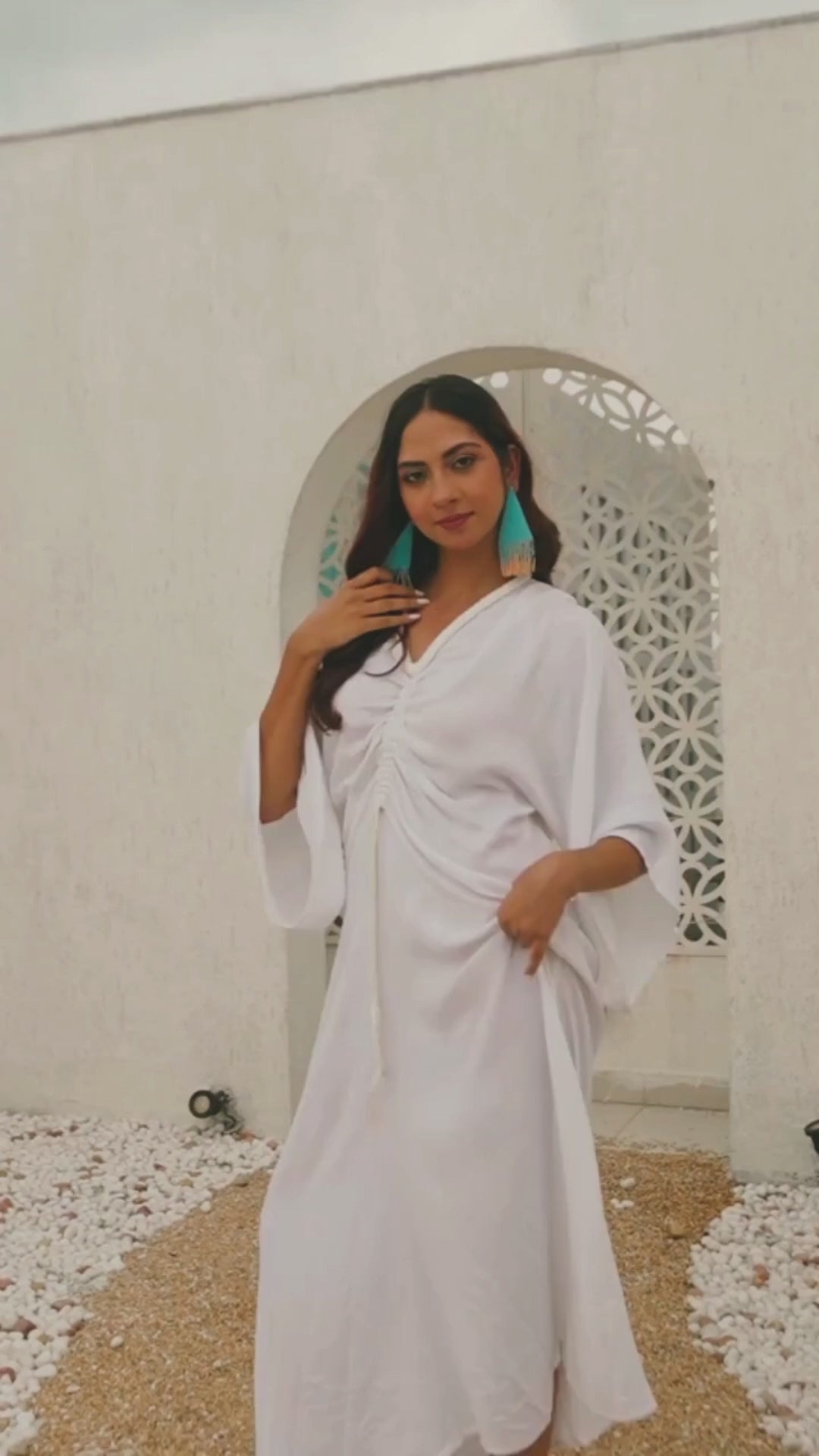Serenity Kaftan White Vacation Cover-Up for Effortless Style