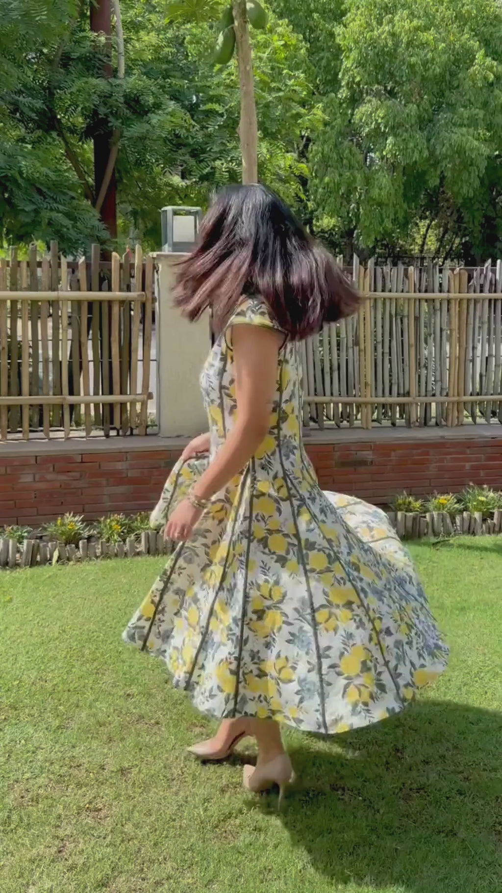 Amalfi Bloom Cotton Panelled Dress with Silk Piping