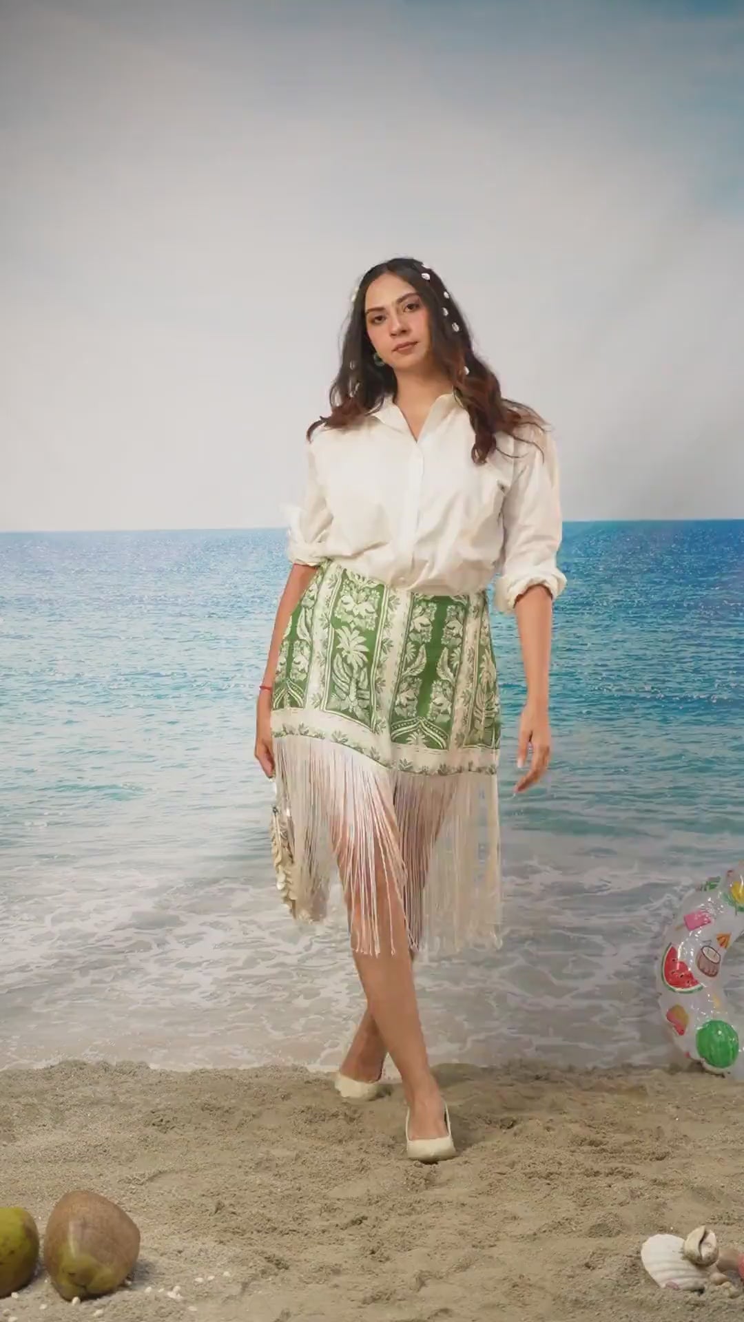 Naina Skirt in motion with fringes flow showing